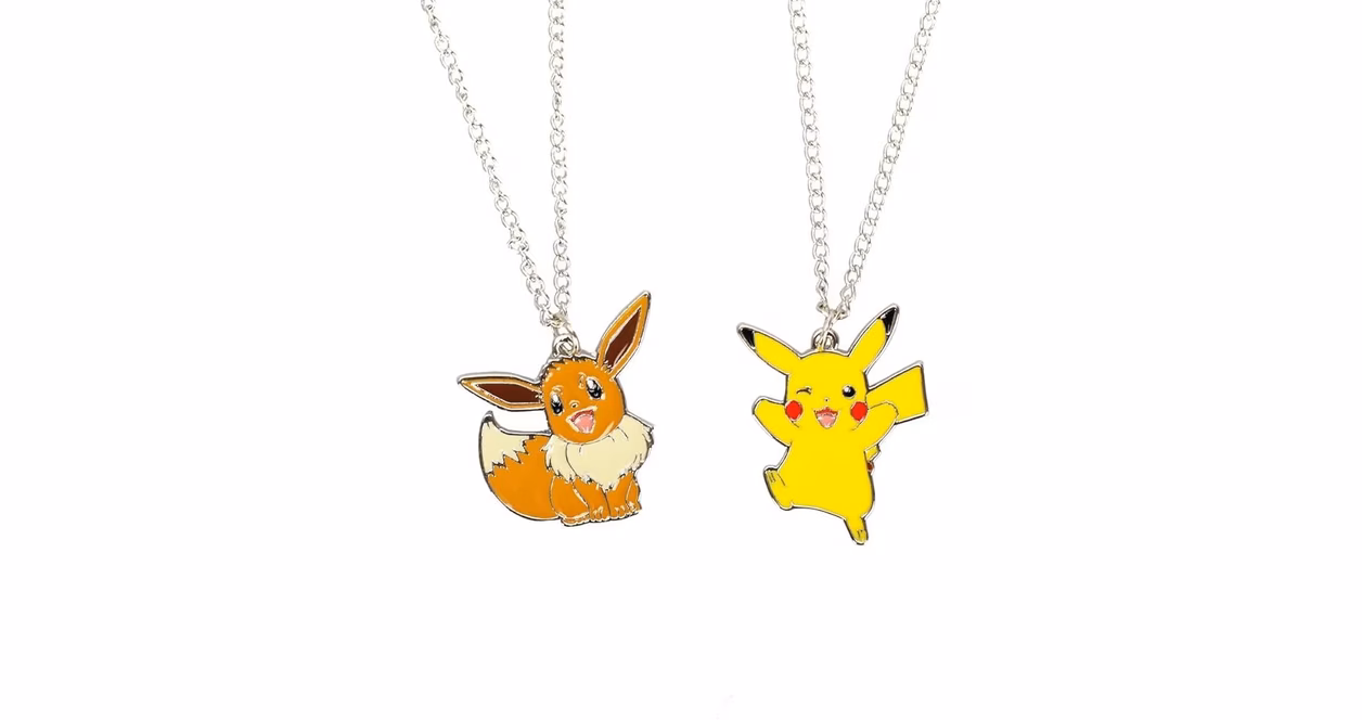 GameStop Pokemon Eevee and Pikachu Bestie Necklace Set with Magnetic Pokeball