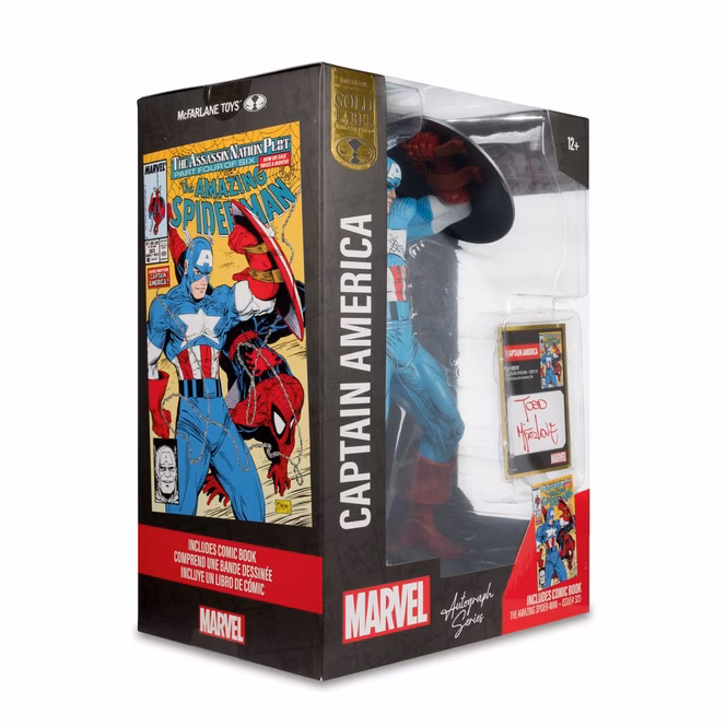 GameStop McFarlane Toys Marvel The Amazing Spider-Man (Issue 323) Captain America Statue with Todd McFarlane Autograph GameStop Exclusive
