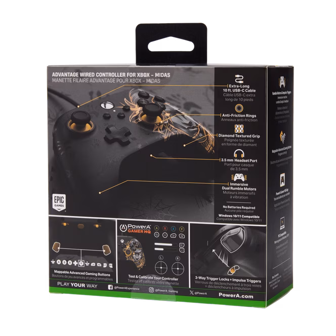 GameStop PowerA Advantage Wired Controller for Xbox Series X|S - Midas Fortnite