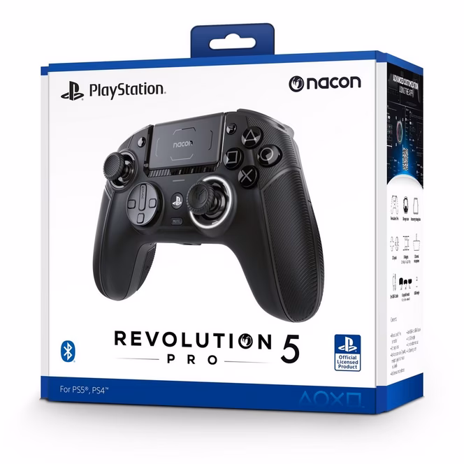 GameStop Nacon Revolution 5 Pro Wireless Controller for PlayStation 5 and PC with Hall Effect Technology and Remappable Buttons - Black