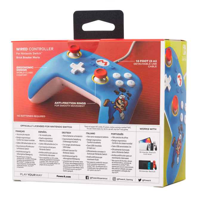 GameStop PowerA Wired Controller for Nintendo Switch - Brick Breaker Mario