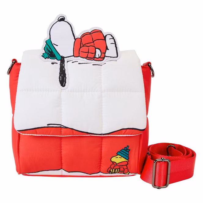 GameStop Loungefly Peanuts Snoopy and Woodstock Snow Day Doghouse Crossbody Bag