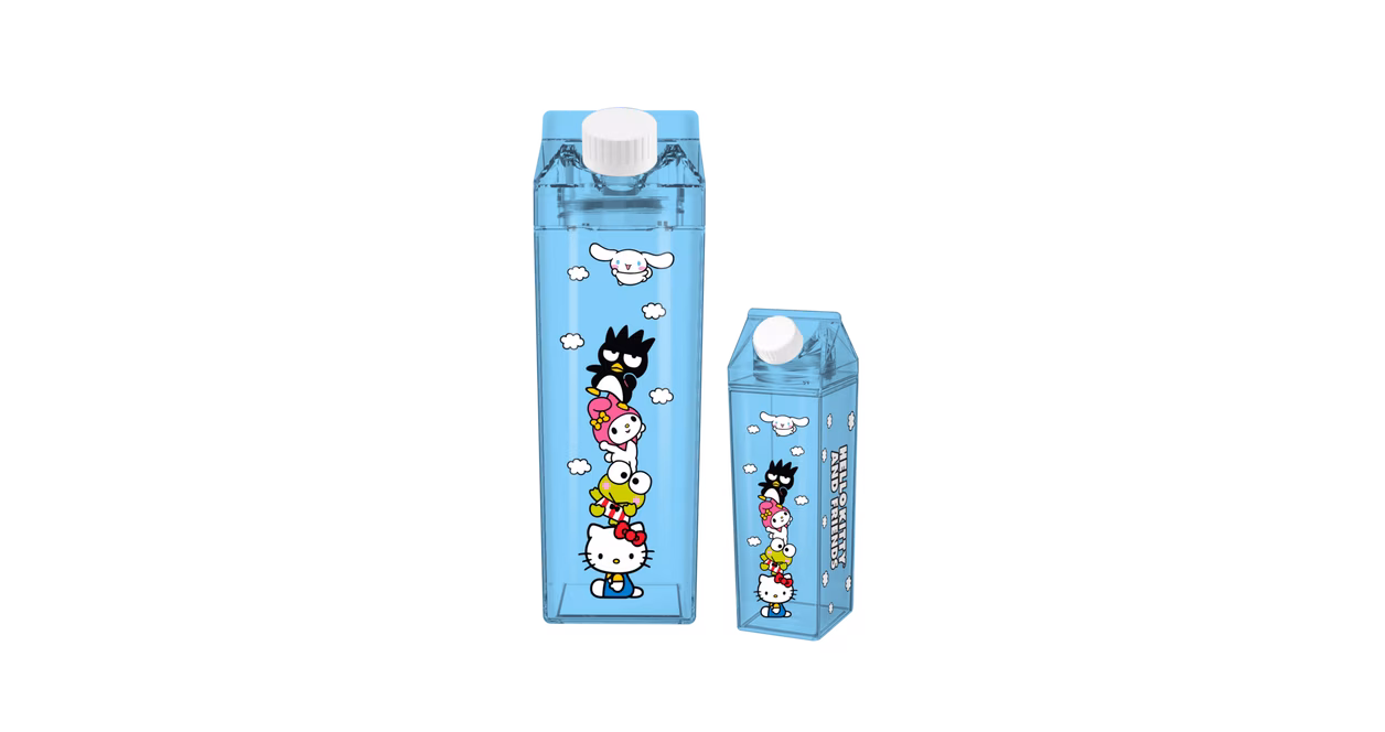 GameStop Sanrio Hello Kitty and Friends Stacked Friends and Clouds  16.2oz Plastic Milk Carton Bottle