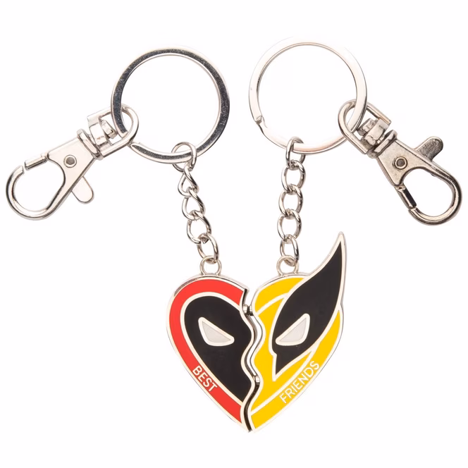 GameStop Marvel Deadpool and Wolverine Best Friends Heart Magnetic Keychain Set GameStop Exclusive