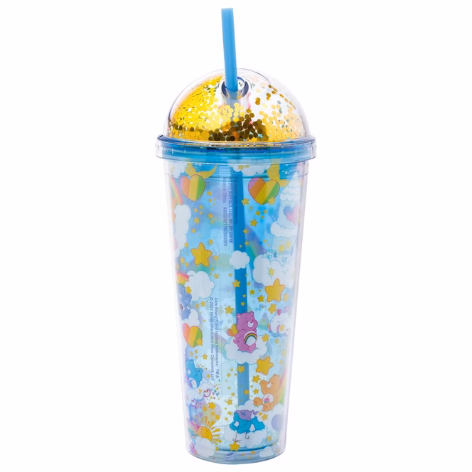 GameStop Care Bears Rainbows Clouds And Stars 24oz Dome Top Travel Tumbler