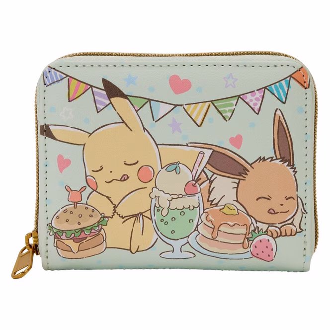 GameStop Loungefly Pokemon Cafe Pikachu and Eevee Food Zip Around Wallet GameStop Exclusive