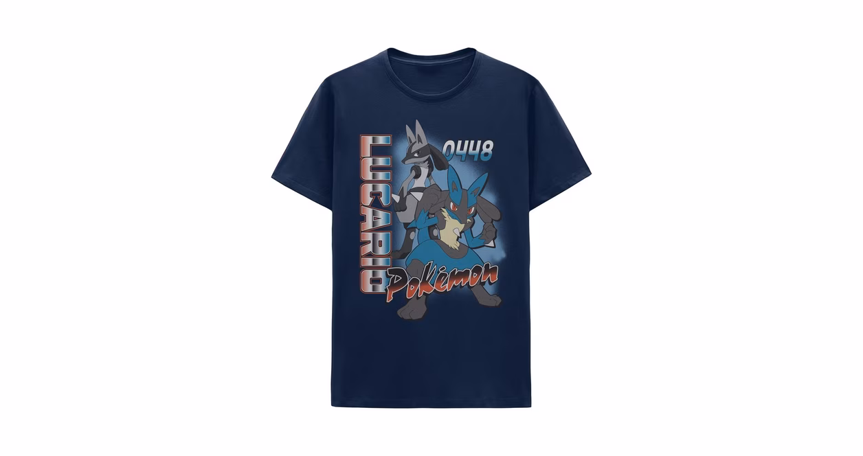 GameStop Pokemon Lucario Graphic Navy Blue Unisex T-Shirt GameStop Exclusive