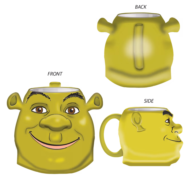 GameStop Shrek Face Grin Ogre Ceramic 3D Sculpted Mug