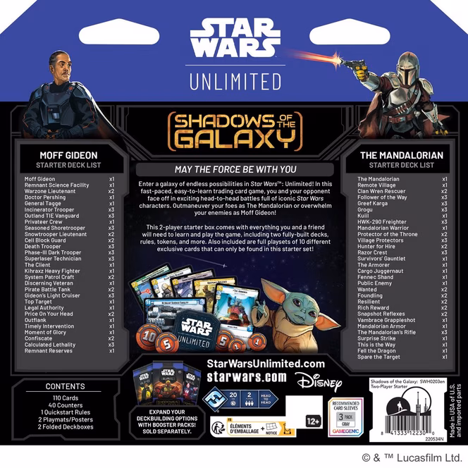 GameStop Star Wars Unlimited: Shadows of the Galaxy: Two-Player Starter Deck