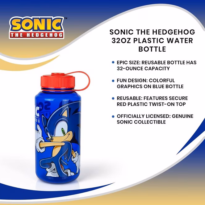 GameStop Sonic The Hedgehog 32oz Plastic Water Bottle