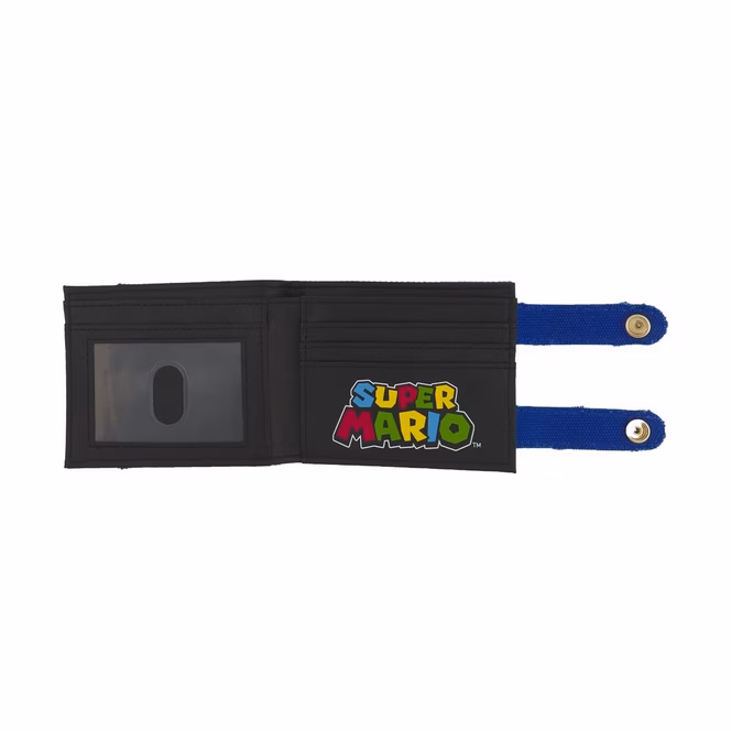 GameStop Super Mario Bros Mario Overalls Bifold Snap Wallet