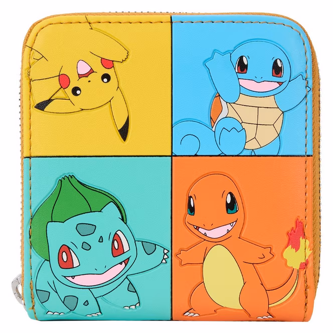 GameStop Loungefly Pokemon Color Block Starters Zip Around Wallet