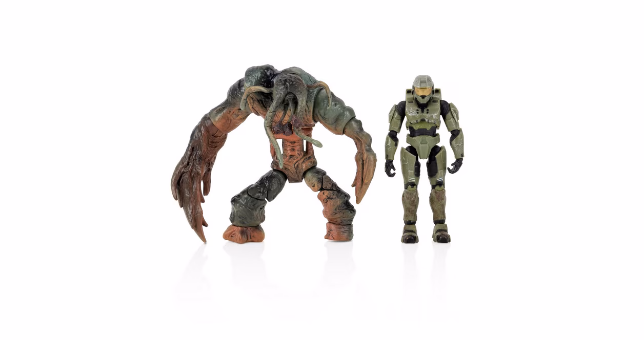 GameStop Jazwares Halo Master Chief vs. The Flood (Vault Edition) 4-in Figure Set