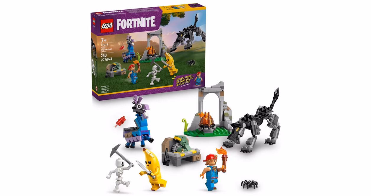 GameStop LEGO Fortnite Peely and Sparkplug's Camp Building Kit 77075