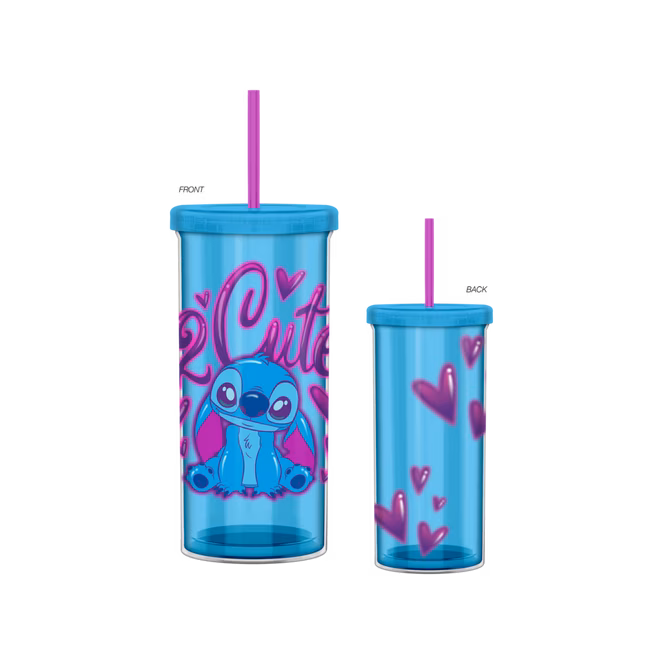 GameStop Lilo And Stitch Airbrush 20oz Plastic Tall Cold Cup with Lid And Straw