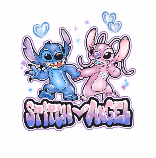 GameStop Disney Stitch and Angel Airbrush Graphic T-Shirt GameStop Exclusive
