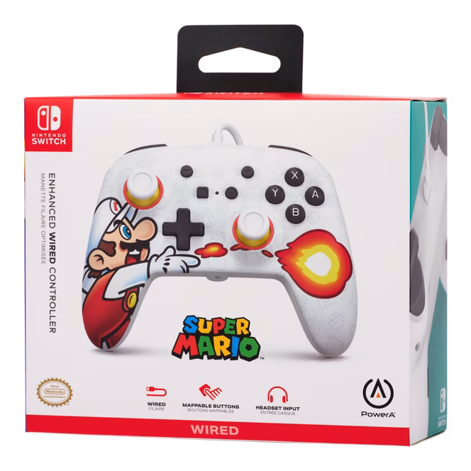 GameStop PowerA Enhanced Wired Controller for Nintendo Switch - Fireball Mario