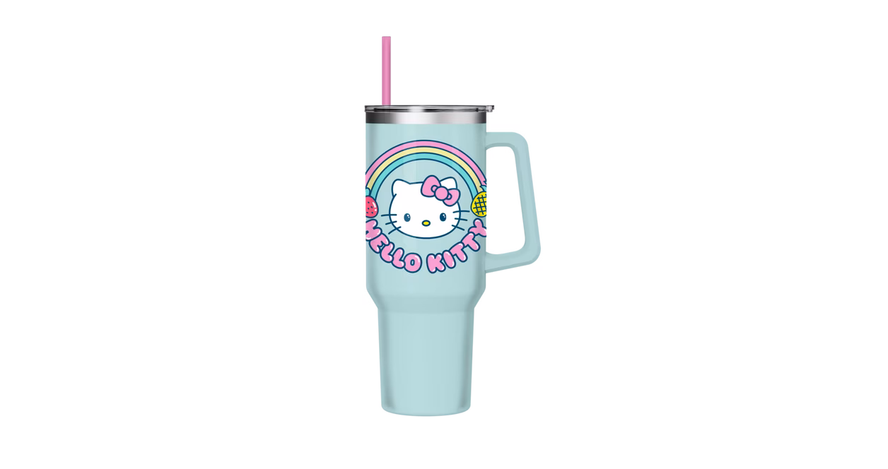 GameStop Sanrio Hello Kitty Fruit Rainbow 40oz Stainless Steel Tumbler with Handle